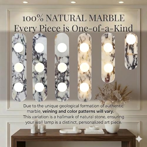 Image of Natural Marble Wall Sconces, 2-Light Alabaster Wall Light in one sconce, Hardwired Wall Light Fixtures, Modern Wall Mount Wall Lights for Dining Room Stairs Bedroom