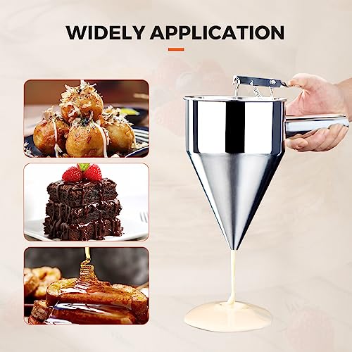 Oslamp Pancake Batter Dispenser, 1200Ml Stainless Steel Kitchen Baking Funnel Piston Funnel Dispenser With Stand For Cake Desserts Bakery Pancake Muffin Cupcakes Making Tool #TOP2