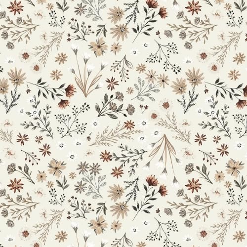 Fiula Selbstklebende Tapete Klebefolie Möbel 41x300CM Möbelfolie Selbstklebend Blumen Hellbraun Blumentapete Dekorfolie Vintage Blatttapete Wohnzimmer Schlafzimmer Wasserdicht Küche Wallpaper
