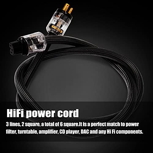 Queenser Cobre puro com cabo de alimentação HiFi blindado Fio de amplificador CA de áudio profission
