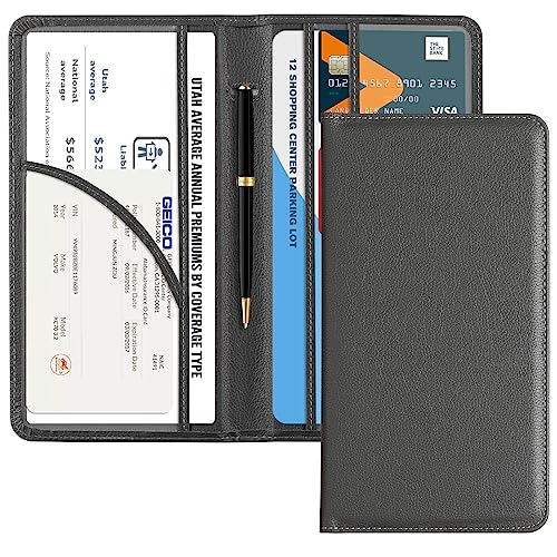 Image of CoBak Car Registration and Insurance Holder | Vehicle Glove Box Organizer, Auto Truck Compartment Document Case with Magnetic Closure for Insurance & Driver License