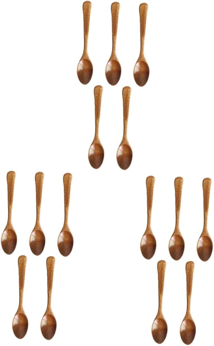 Wooden Teaspoon 15 Pcs Japanese Dinnerware Set Cutlery Set Mini Wooden Spoons Demitasse Spoon Wooden Teaspoon Spoon for Dessert Household Wood Spoon Dessert Spoon Tablespoon