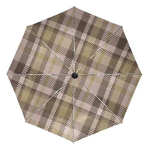 Parapluie pliant automatique motif damier tartan écossais pour homme et femme