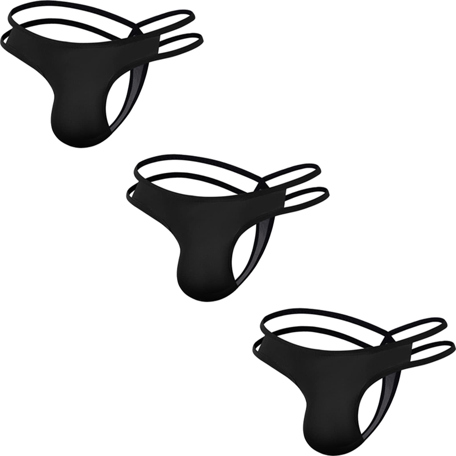 Faringoto Merk G-strings Heren Lingerie Slipje Solid Ice Silk Thongs, Zwart, One size
