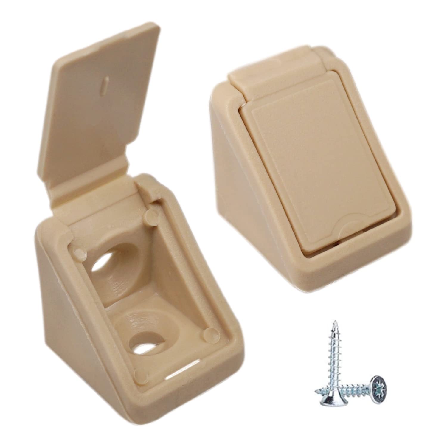 Diforma Beige (Pack Of 20 Pcs) Shelf Brackets 20 X 20 Mm, Furniture Corner Joints, 90 Degree Plastic Corner Brace Joint, Right Angle, Screws Included (20, )