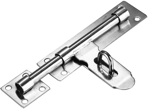 Sliding Door Lock, 8 Inch Latch Door Lock Slide Lock with Padlock Clasp Lockable Sliding Door Bolt Solid Stainless Steel Sliding Tower Bolt Latch Lock for Security Wooden Gates Garden Shed