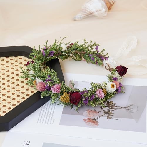 DXXD diadema floral seca para boda y festival miniatura 2