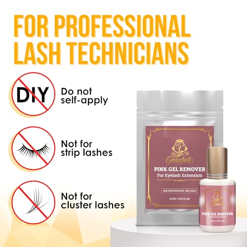 Forabeli Pink Gel Lash Remover for Eyelash Extensions, 15ml, Safe and Gentle Formula, Easy to Apply, Versatile and Efficient