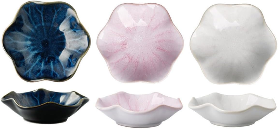 ABOOFAN 3Pcs Ceramic Sauce Plates for Dipping Snack Dessert Unique Designs Skid Base for Home Restaurant Use Versatile Dishes for Condiments Sides