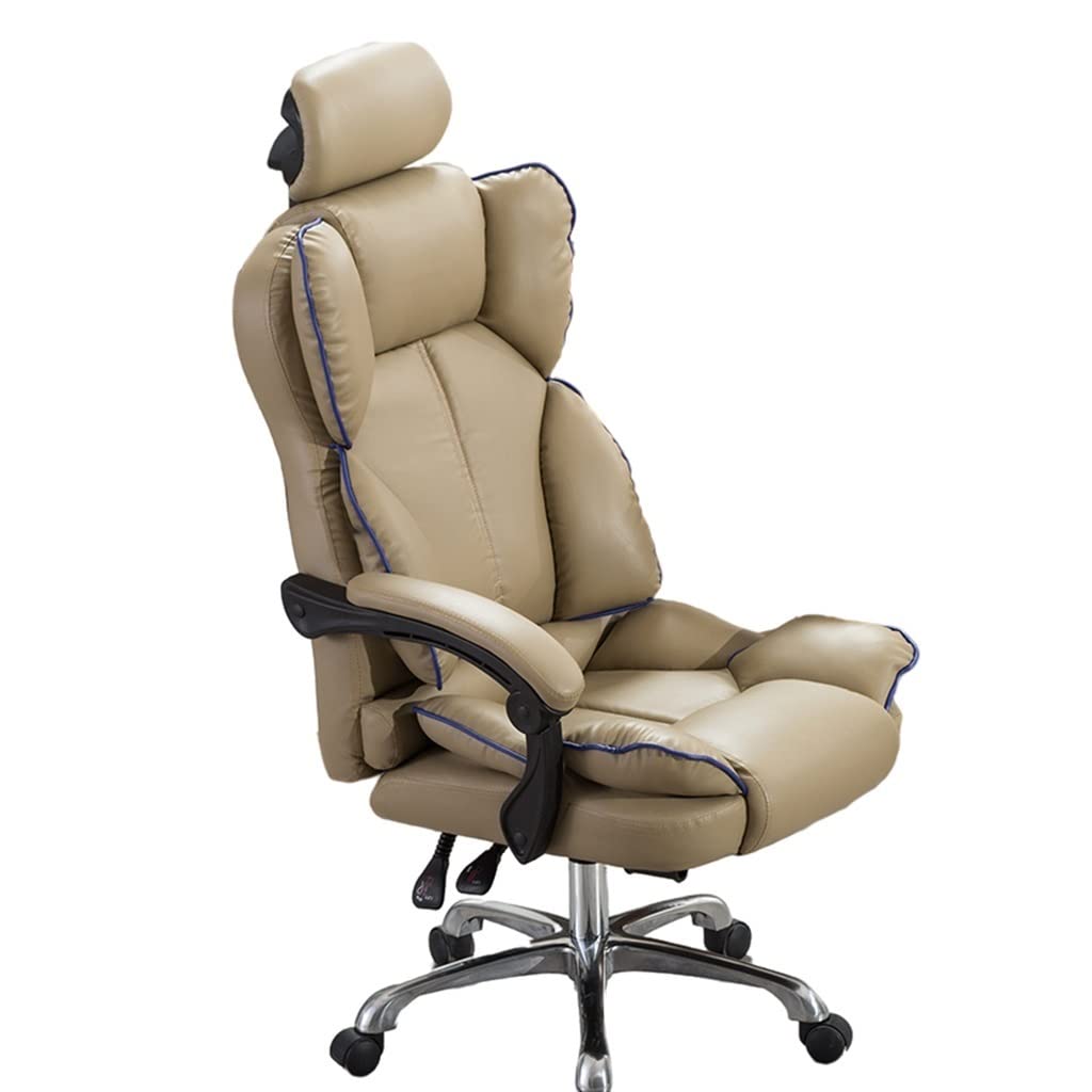 Ergonomiczne krzesło dla graczy z regulowanym oparciem, wygodne obrotowe krzesło biurowe na kółkach, stabilne krzesło komputerowe z podłokietnikami, do domu i biura (brązowy, 65 x 65 x 130 cm)