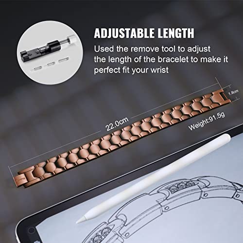 Rainso Mens 99.9% Pure Copper Double Row Magnetic Health Bracelets 3500 Gauss With Gift Box Adjustable #TOP4