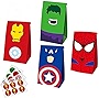 24 PCS Superhero Party Bags Goodie Bags with 24 Pieces Stickers for Kids Superhero Themed Party
