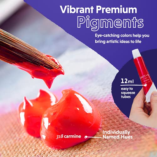 Image of Crafts 4 ALL Acrylic Paint Set For Kids And Adults - 24 Pack Of 12Ml Craft Paint Colors For Wood, Canvas, Fabric And Ceramics W / 3 Different Sized Brushes - Art Supplies, Multi