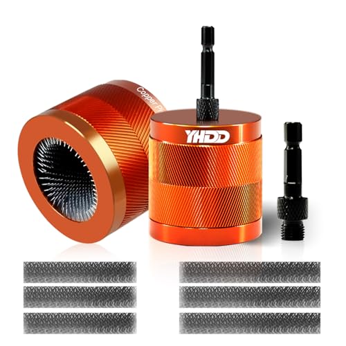 15MM/22MM Metal Copper Pipe Cleaner Set with 6.35mm Hex Shank Replaceable Brush Each Set Additional 3Pcs Replaceable Blades for Cleaning Rust Stains Paint on Copper Pipes Various Metal Pipe
