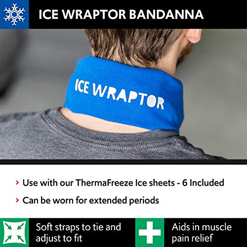 Image of Cooling Bandana+6 Inserts ICE WRAPTOR:Just Add Water & Freeze. Cools Neck, Head, Joints. Portable Ice Therapy for Pain Relief.Adjustable, Lightweight - w /6x 2.5 inchx15 inch Reusable Cryosheet Inserts