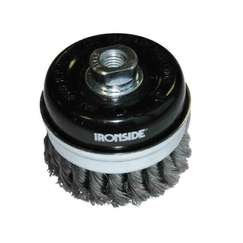 Ironside 243006 Spazzola a tazza 80mm M14 0,5mm, intrecciata, per smerigliatrice angolare