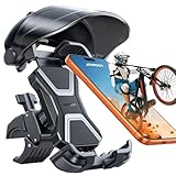 JOYROOM Bike Phone Holder Mount [Avoid Glare][Full Silicone Protection] Phone Mount for Scooter Ebike Bicycle Handlebar Cell Phone Clamp for iPhone 17 16 15 Pro Max S26, More 4.7-7' Phones