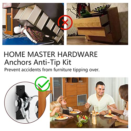 Furniture Anchors Anti-Tip Kit (6 Pack)- Furniture Straps for Baby Proofing, Secure 400 lbs Cabinet Prevent Falling Prevention Strap, Wall Anchor Prevent Child Pet Safety, HOME MASTER HARDWARE. - Thumbnail 2