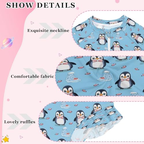 Cute Iceberg Penguin Girls Long Sleeve Swimsuits One Piece Zipper Bathing Suit UPF 50+ Rashguard Swimwear4