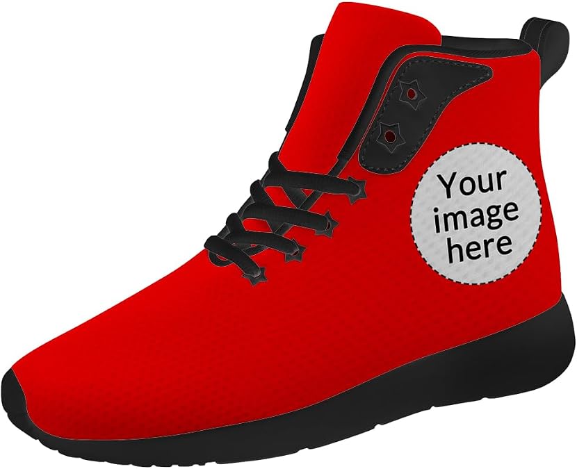 Women's Men's Custom Shoes Custom High Top Sneakers Personalized Solid Color High Top Shoes with Photo