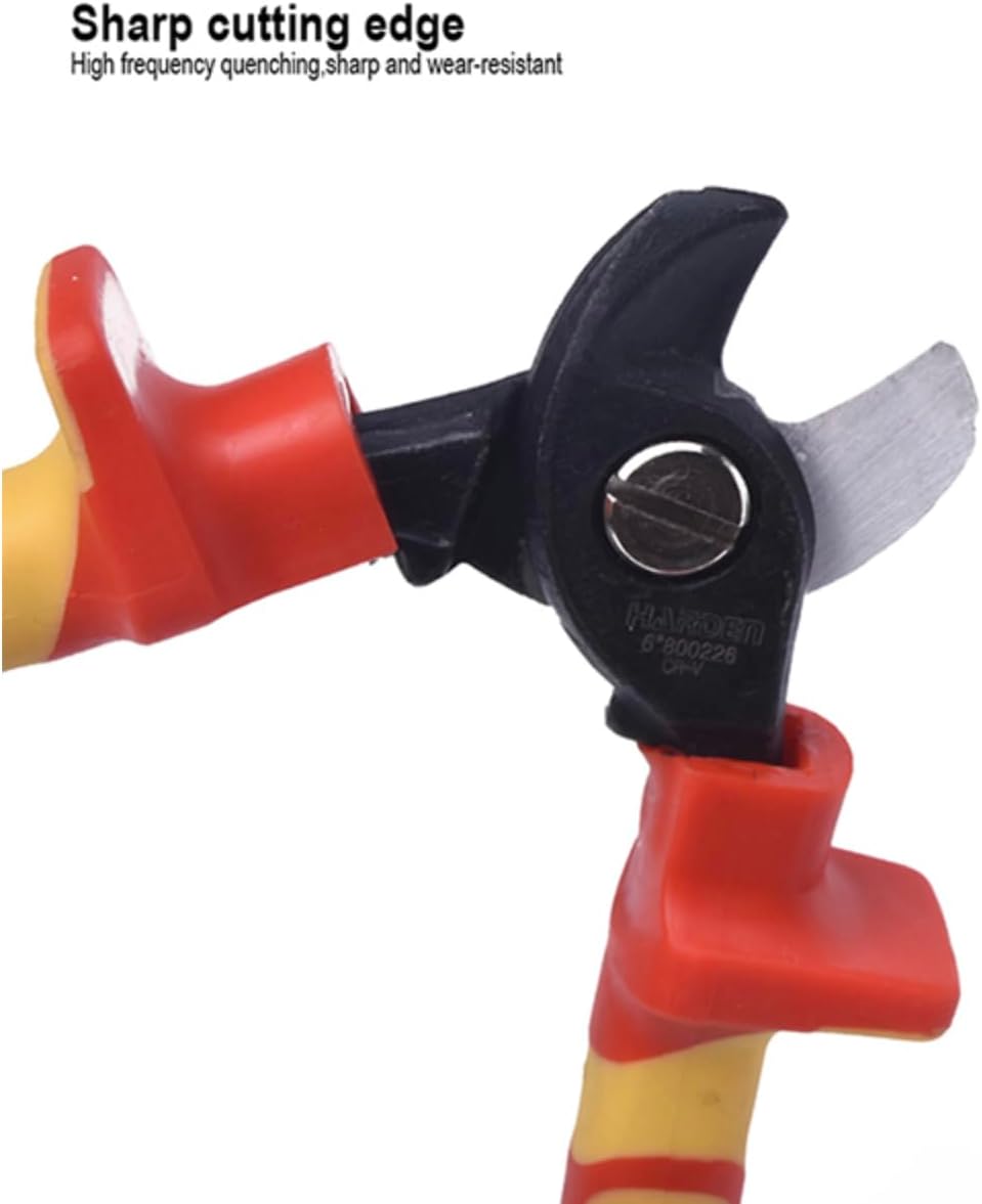 Edward Tools 6” Pro Insulated Cable Shears - 1000 Volt Safe Electrician Cable Cutters - VDE/GS Certified Pliers - Hardened and Tempered with Black Finish - Cat Cable Cutter - Ergo Grip Handles