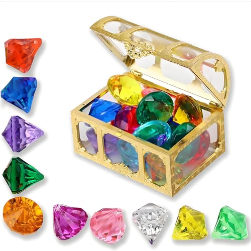 BDBFPAN 10 diamanti per bambini con scatole, anelli di immersione con diamanti per bambini, diamanti e bambini, gioco per acquari, decorazione da tavolo, feste, matrimoni, pirati, caccia al tesoro per BDBFPAN 10 diamanti per bambini con scatole, anelli di immersione con diamanti per bambini, diamanti e bambini, gioco per acquari, decorazione da tavolo, feste, matrimoni, pirati, caccia al tesoro per