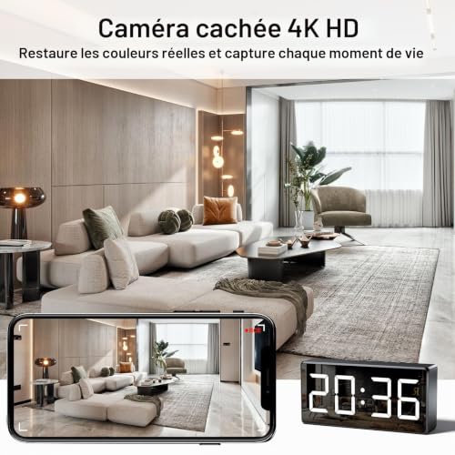 4K Horloge Camera Espion sans Fil WiFi caméra de surveillance - Black – vue 2