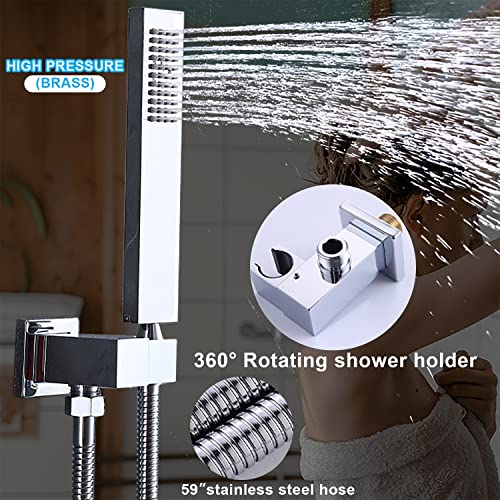 Enga Shower Jets System In Wall, 16 Inch Rain Shower Head With Body Spray Thermostatic Shower Faucet Set, Can Use All Functions At A Time (Volume Adjustable) #TOP4