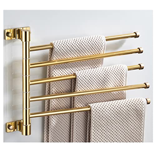 Support mural antirouille doré porte-serviettes moderne avec 4 bras pivotants