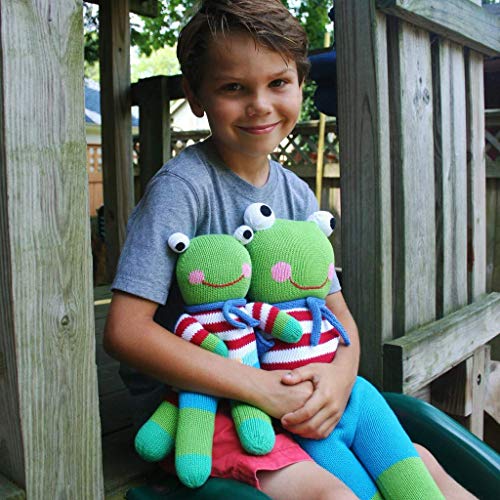 Zubels Baby Freddy The Frog Hand-Knit Rattle Toy, All-Natural Fibers, Eco-Friendly, 7-Inch #TOP4