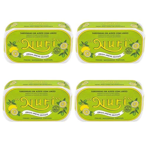 NURI Portuguese Sardines in Olive Oil and Lemon Special Edition - 4 Pack - 4.4 oz cans