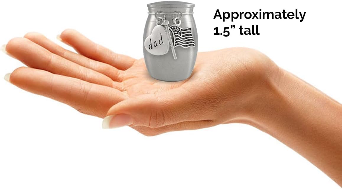 Dad Veteran Small Urn for Human Ashes Adult Male Mini American Flag Cremation Urn Small Patriotic Keepsake for Dad Ashes Military Navy Army Air Force Veteran Memorial Keepsake Stainless Steel - Image 7