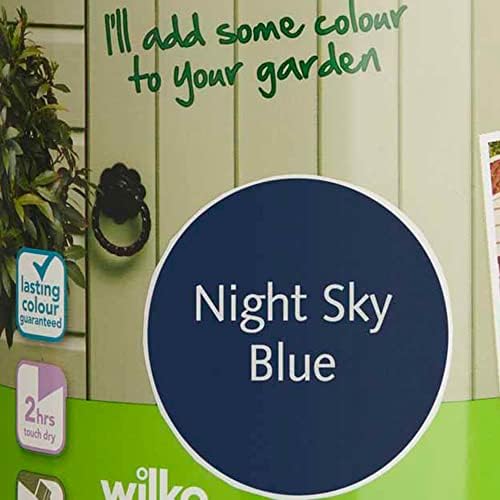 wilko Night Sky Blue Garden Colour, Long-lasting Exterior Paint, Outdoor Paint For Stone, Brick, Wood And Terracotta, 1L