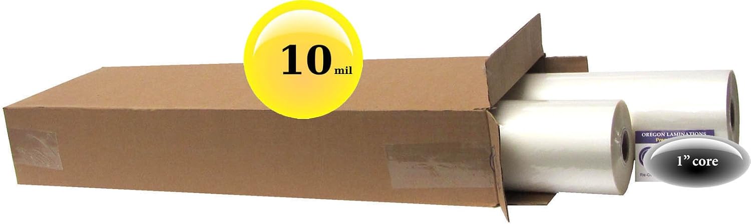 USI Premium Thermal Low-Temp EVA Roll Laminating Film, 1 Inch Core, 10 Mil, 25 Inches x 100 Feet, Clear, Gloss Finish, 2-Pack