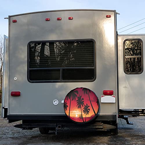 Image of Sunset Beach Palm Spare Tire Cover Dust-Proof Wheel Tire Cover Fit Trailer, RV, SUV and Many Vehicle 16 Inch