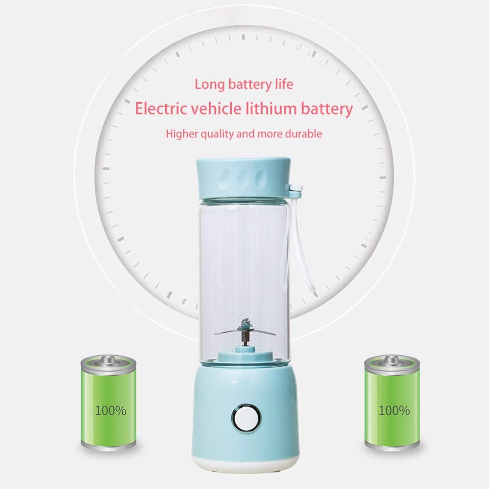 Exprimidor portátil Vaso de Jugo de Vidrio de borosilicato Alto Carga USB Mini exprimidor eléctrico Vaso Mezclador de Batidos de Frutas pequeñas Acero Inoxidable 304 Adecuado para el hogar O