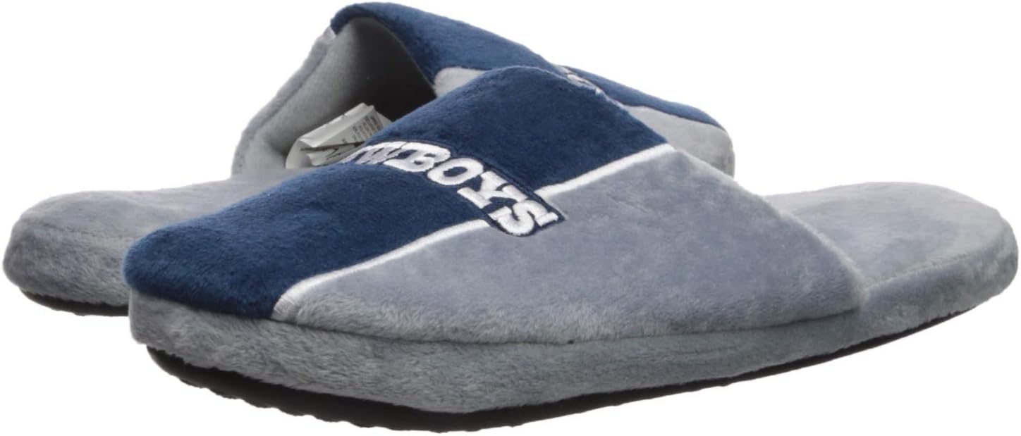 FOCO Mens NFL Big Logo Stripe Slipper