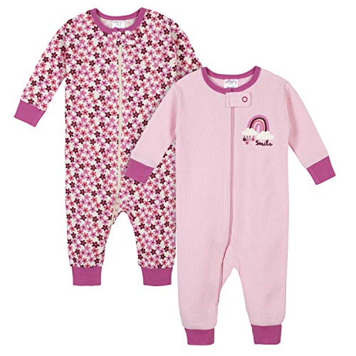 Image of Gerber Baby-Girls 2-Pack Thermal Footed Pajamas