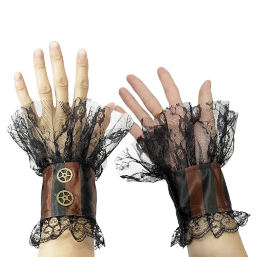 Siuwddee Puños de Encaje para Mujer | Accesorio Para Disfraces De Máscaras | Banda Elástica De Malla Para Actores De Teatro Carnaval Eventos Temáticos Cumpleaños Entusiastas Del Cosplay