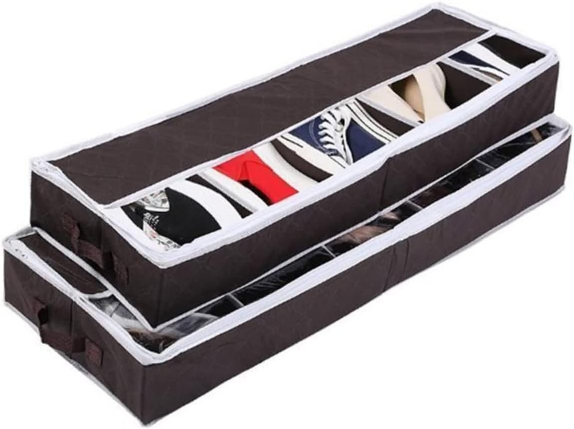 Garneck Compact Foldable Non Woven Shoes Storage Box with Visible Window Portable Shoe Organizer for Home Closet Lightweight and Space Saving