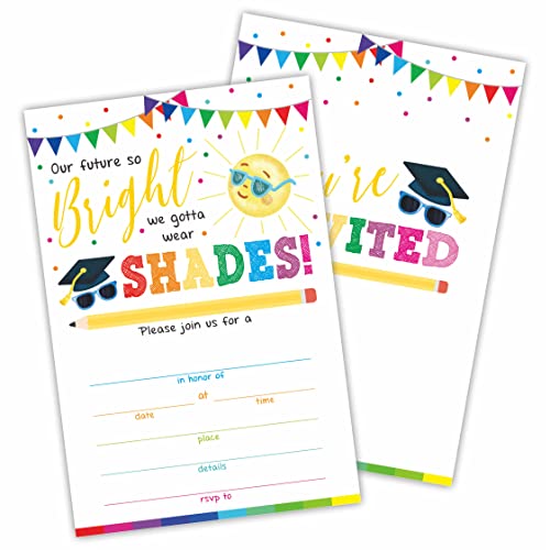NYCTUG 2025 Graduation Ceremony Invitations With Envelopes(20 Pack), Kid's Graduation Party Invite Cards For Kindergarten, Elementary School Celebration, Party Favors & Supplies-BYYQK-A05