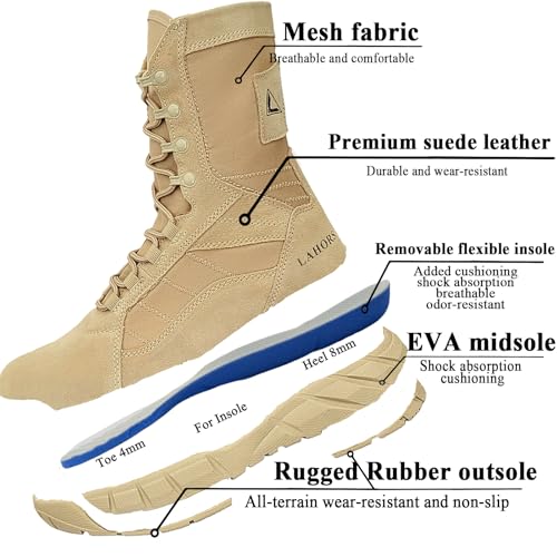 Image of Lightweight Man Tactical Military Boots Combat Boots Anti-Collision Side Zipper Training Lace Up Outdoor Hiking Breathable Shoe