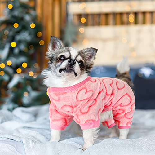 Dog Pajamas For Small Dog Girl Boy Fleece Puppy Pjs Jammies 4 Leg Dog Clothes For Chihuahua Yorkie Winter Warm Onesies Jumpsuit Clothing For Pet Dogs Male Female (X-Small Bust 9.84") #TOP6