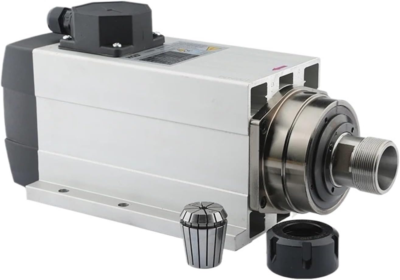 BIRAN Spindle Motor CNC Spindle Motor GDF60-18Z-4.5 4.5KW 220V 380V Air Cooled Spindle Motor ER32 Chuck 4 Bearing Square Spindle Mounting Flange for CNC Milling Machine(4.5kw ER32 220V)