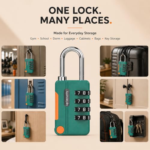 Image of FreshDcart 4 Digit Combination Lock | Heavy Duty Resettable Number Padlock for Luggage Bags Suitcases Backpacks Travel Security | Pack of 1 | Green