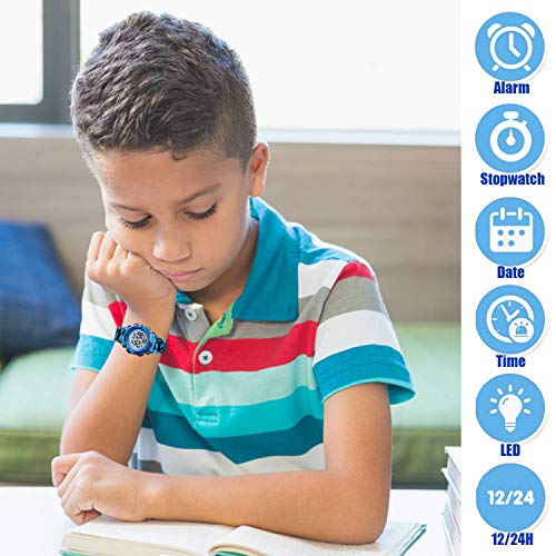 Kids Digital Sport Watch Boys Waterproof Casual Electronic Analog Quartz 7 Colorful Led Watches With Alarm Wrist Watches For Boy Girls Children #TOP1
