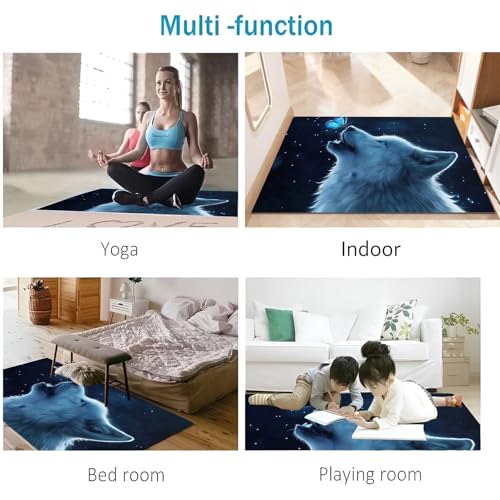 Tapis de sol doux antidérapant 60x90 cm - Paillasson grand format loup résistant - 6