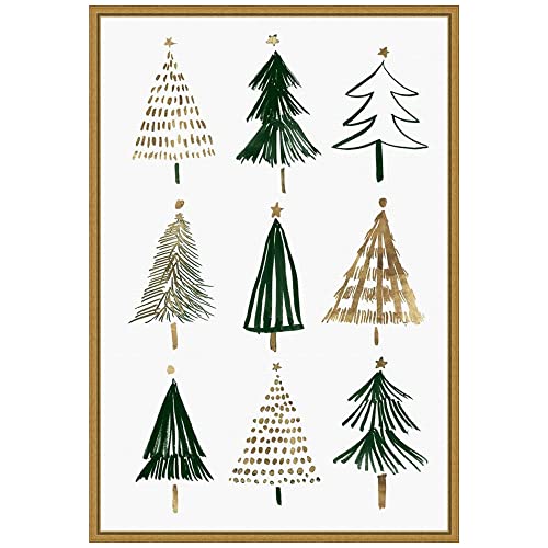 Amanti Art Framed Canvas Wall Art 23x16 Evergreen Trees I by Isabelle Z, Framed Wall Art Canvas, Holidays Artwork, Modern Contemporary Decor, Medium Poster Painting for Living Room, Bedroom, Bathroom