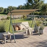 [en.casa] Hollywoodschaukel 3 Sitzer Satten Gartenschaukel Outdoor mit Gestell max. 220 kg mit Dach wetterfest Schaukelbank Balkon 173 x 119 x 153 cm Hellgrün/Beige