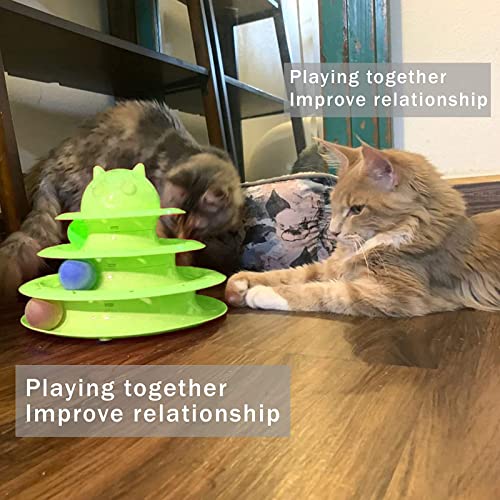 lifcasual Brinquedo interativo para gatos com 3 níveis, torres, rolos, exercício, quebra-cabeça, bri
